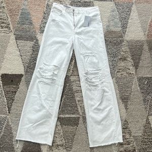 White Distressed Wide Leg Jeans - NWT